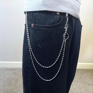 Silver double chain belt